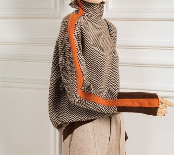Eleanor | Herringbone Luxe Turtleneck - Alurea & Co.