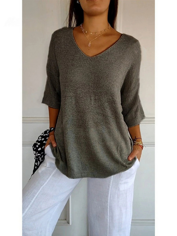 Clara – Women’s Knitted V-Neck Sleeve Top