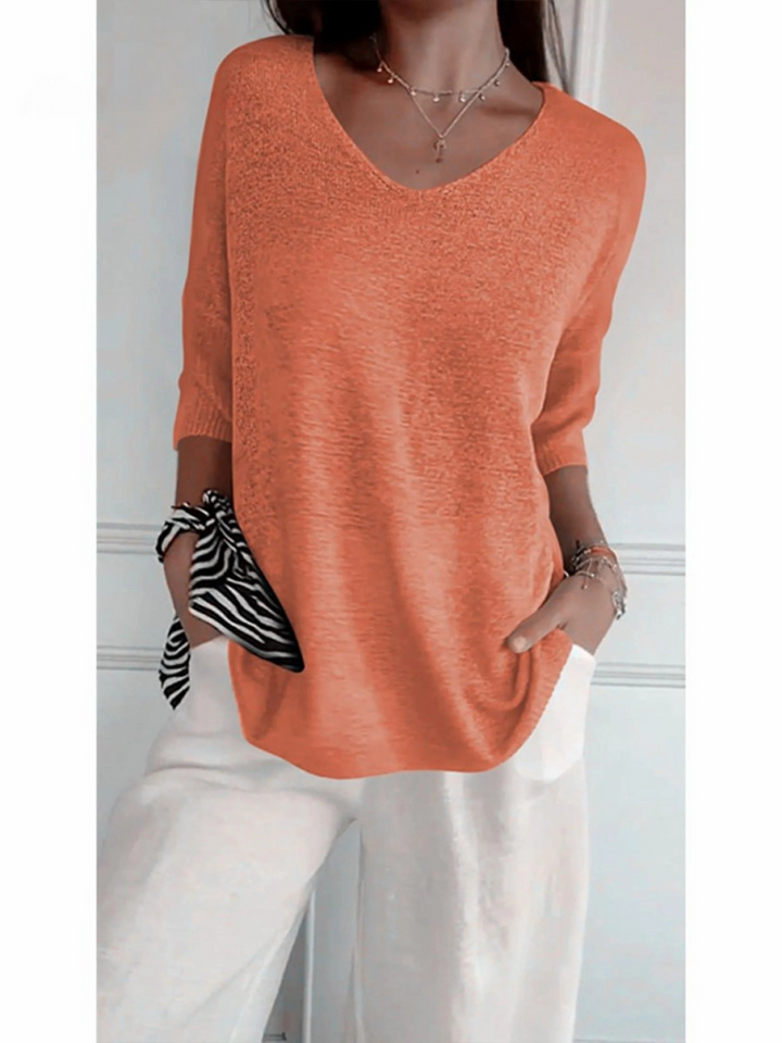 Clara – Women’s Knitted V-Neck Sleeve Top