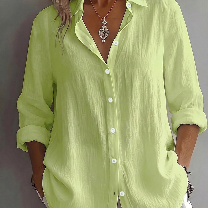 Aurelia – Effortless Linen Luxe Button-Down Blouse