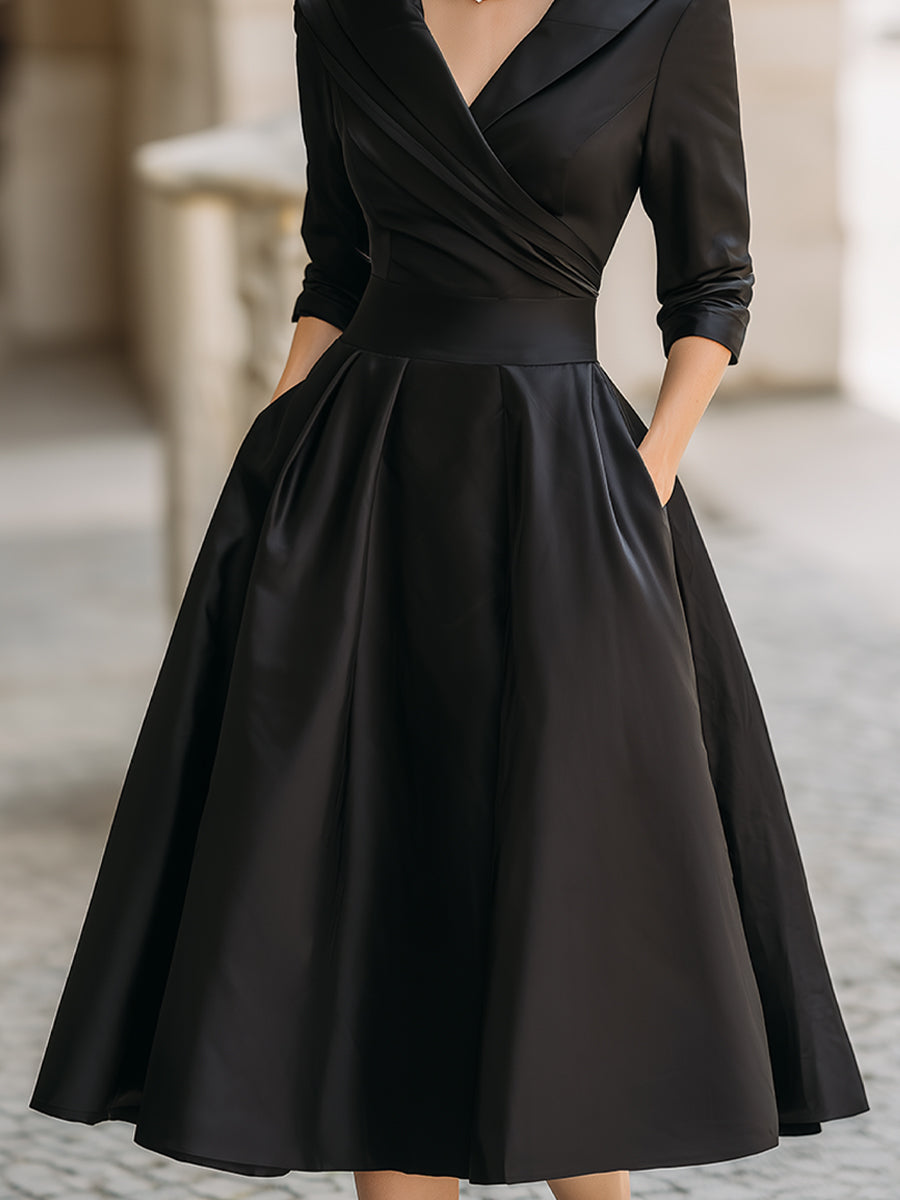 Lina - Midi Dress in Satin - Alurea & Co.
