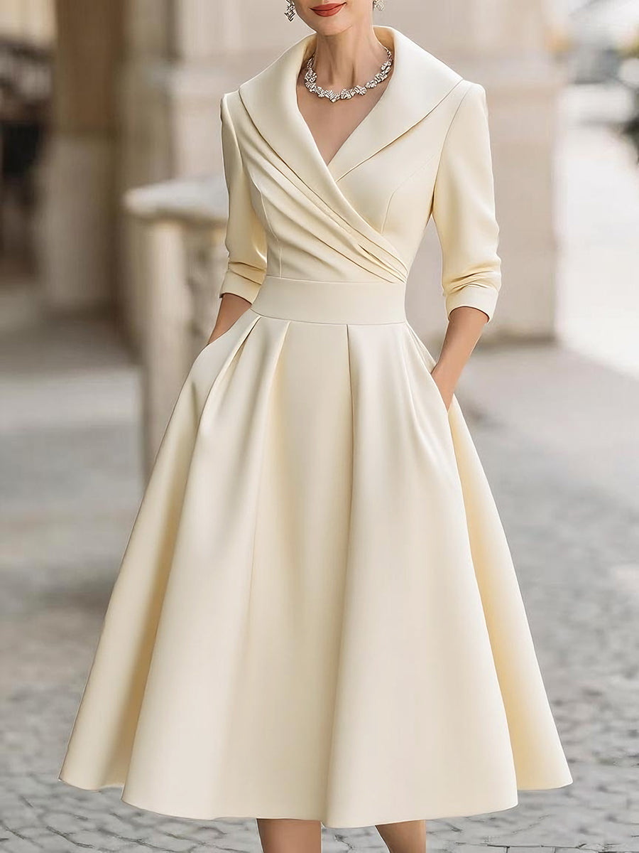 Lina - Midi Dress in Satin - Alurea & Co.