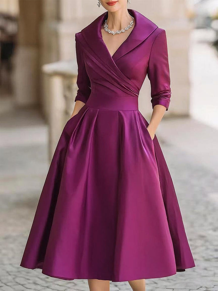 Lina - Midi Dress in Satin - Alurea & Co.