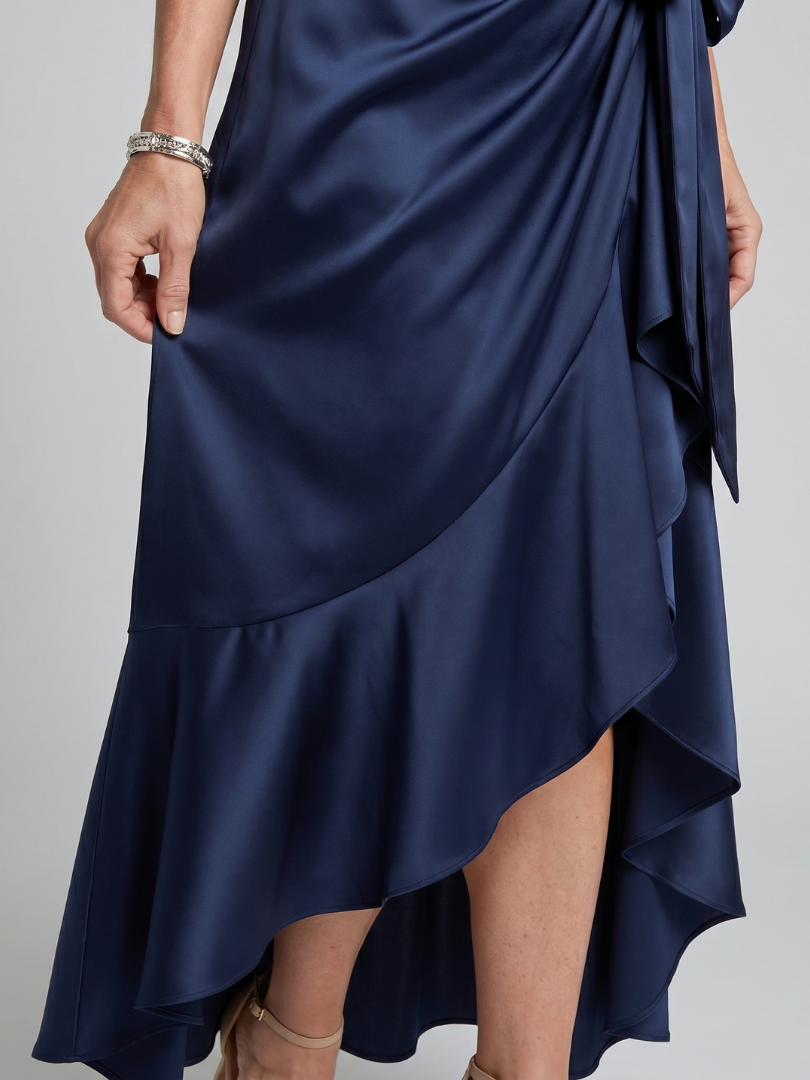Bailey | Halter Neck Wrap Asymmetric Hem Midi Dress