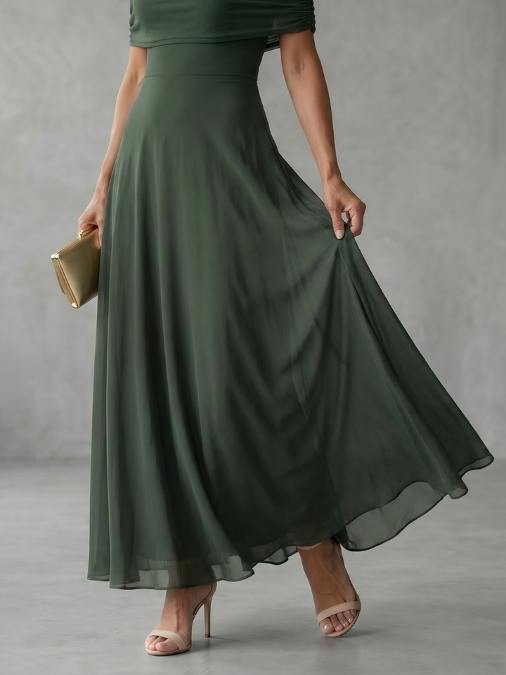 Addison | Off Shoulder Draped Midi Dress