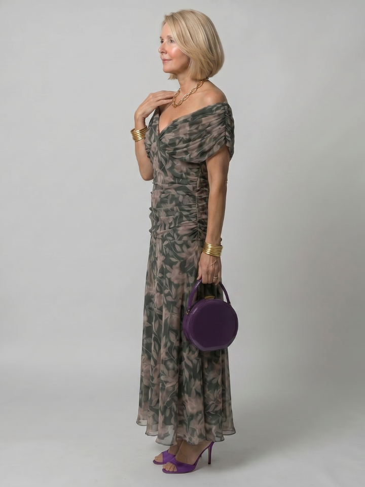 Hannah | Off Shoulder Flow Midi Dress