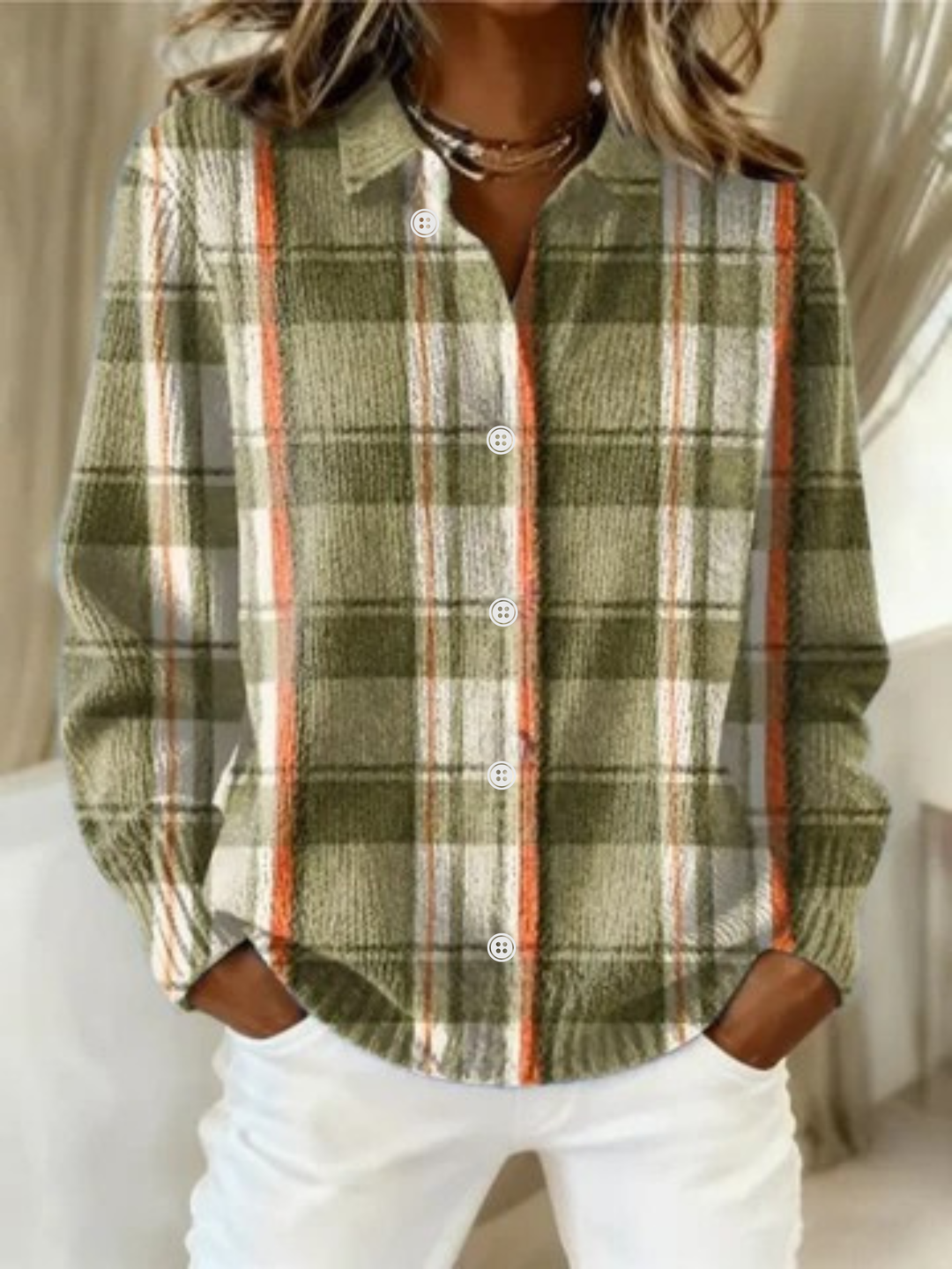 Noor™ – Checked Hoodie Blouse - Alurea & Co.