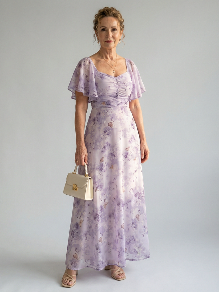 Autumn | Flutter Sleeve Midi Dress
