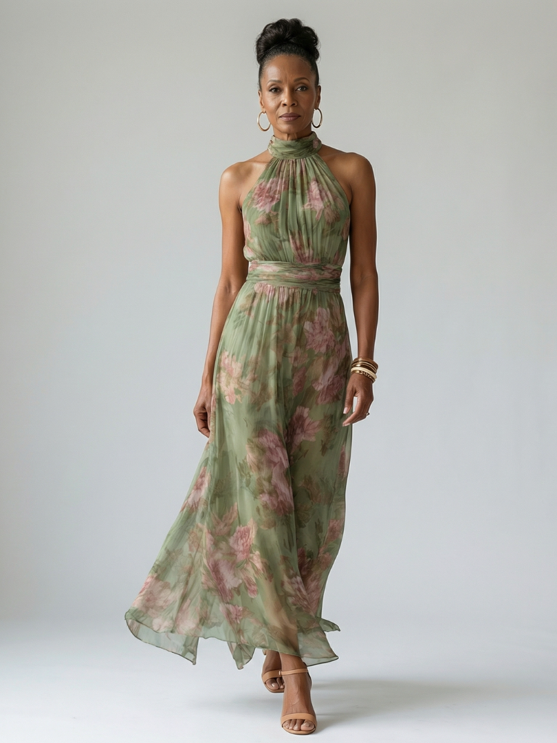 Chloe | Gathered Halter Midi Dress