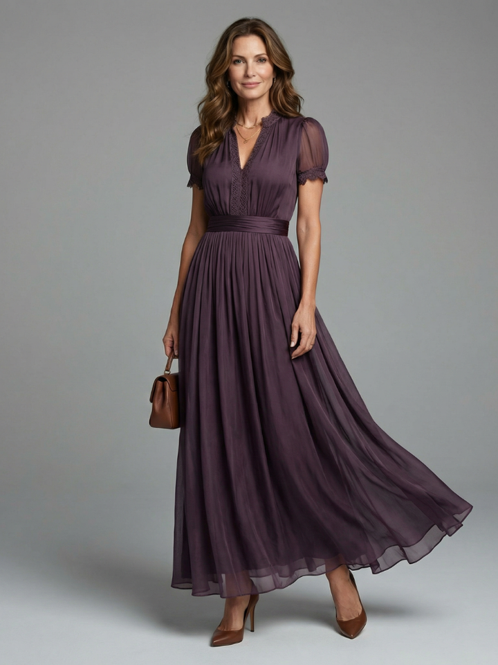 Avery | Gathered Waist Keyhole Maxi Dress