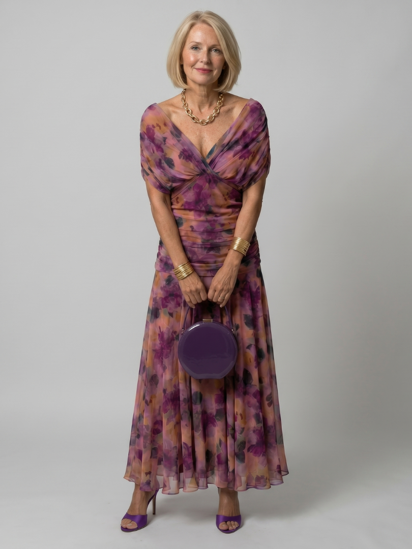 Hannah | Off Shoulder Flow Midi Dress