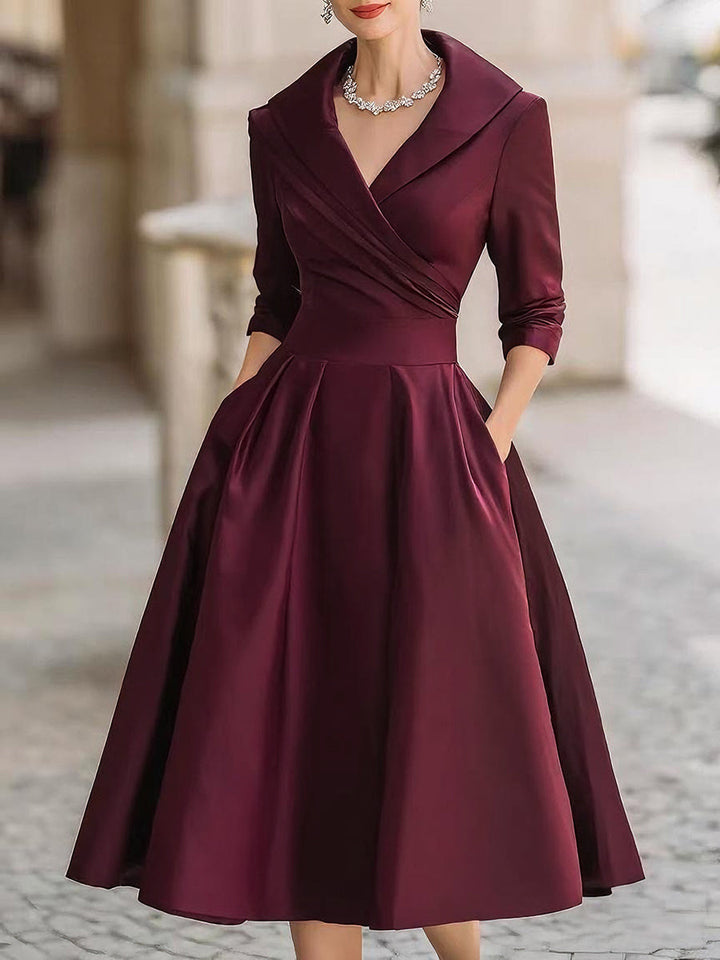 Lina - Midi Dress in Satin - Alurea & Co.