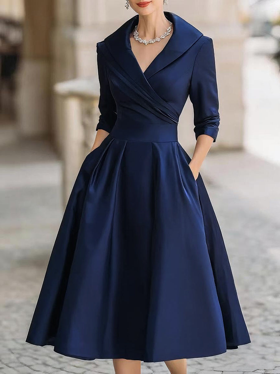 Lina - Midi Dress in Satin - Alurea & Co.