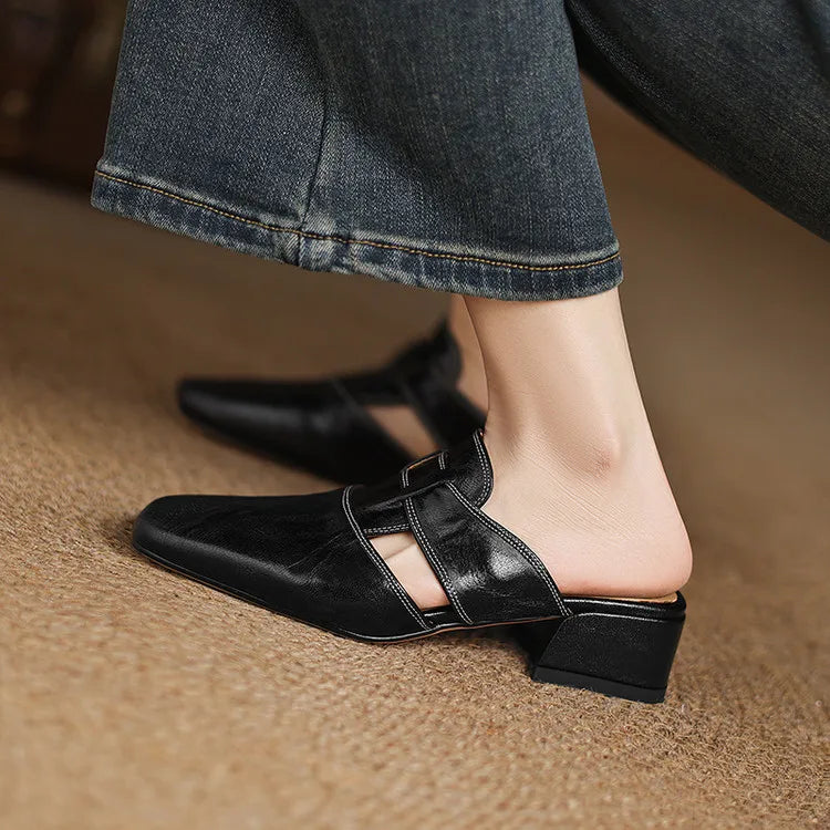 Andie Genuine Leather Mules - Alurea & Co.
