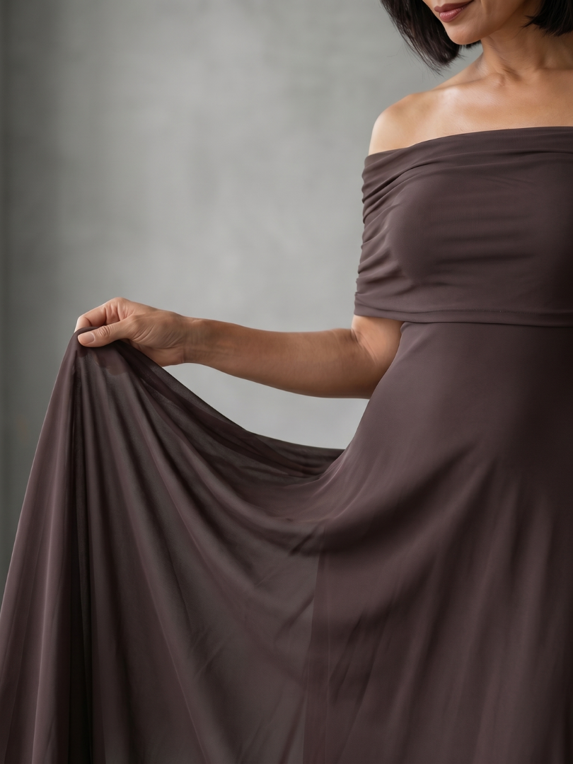 Addison | Off Shoulder Draped Midi Dress