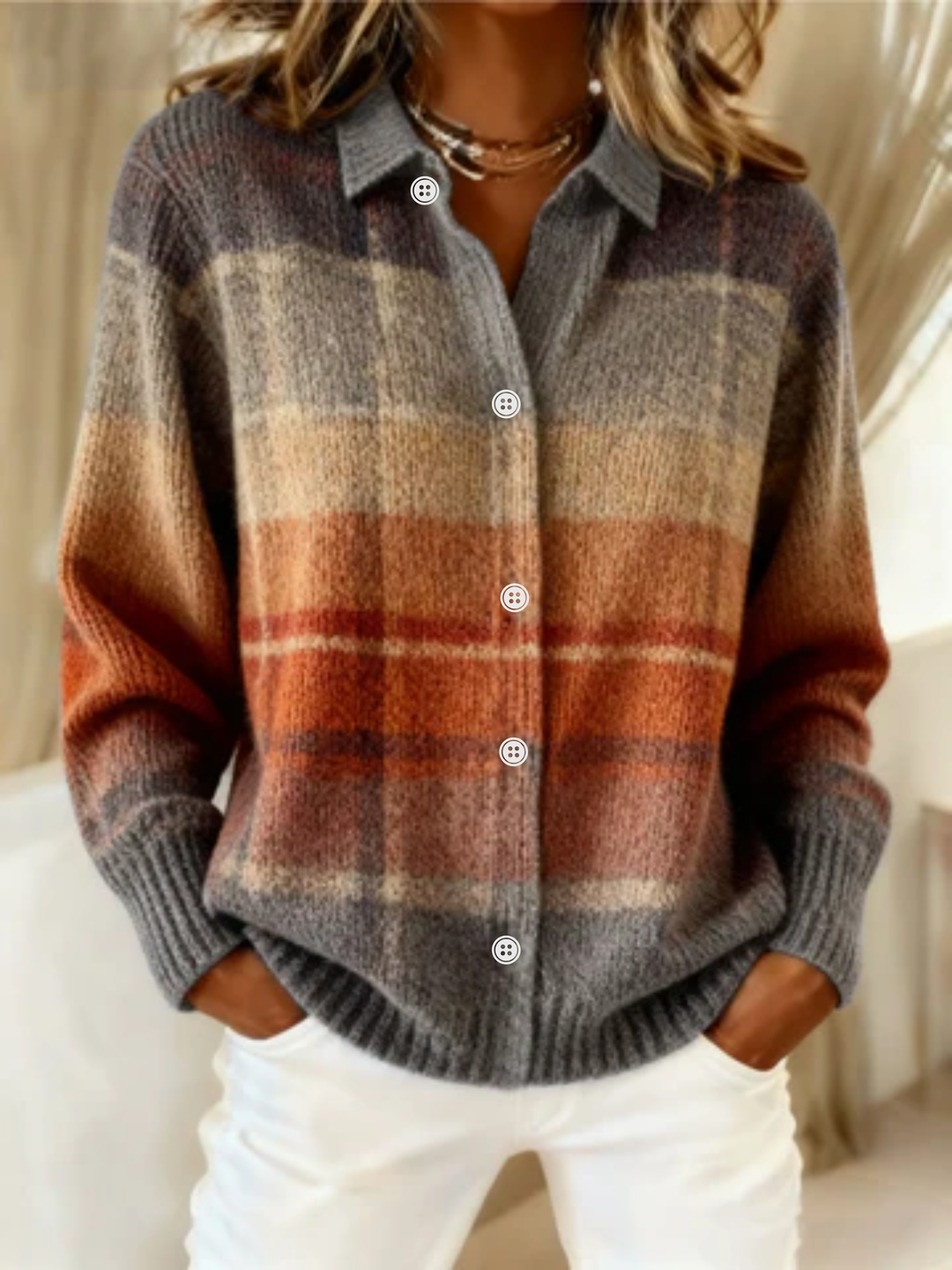 Fleur™ – Checked Blouse Made from Warm, Soft Hoodie Material - Alurea & Co.