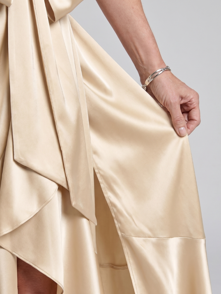 Bailey | Halter Neck Wrap Asymmetric Hem Midi Dress