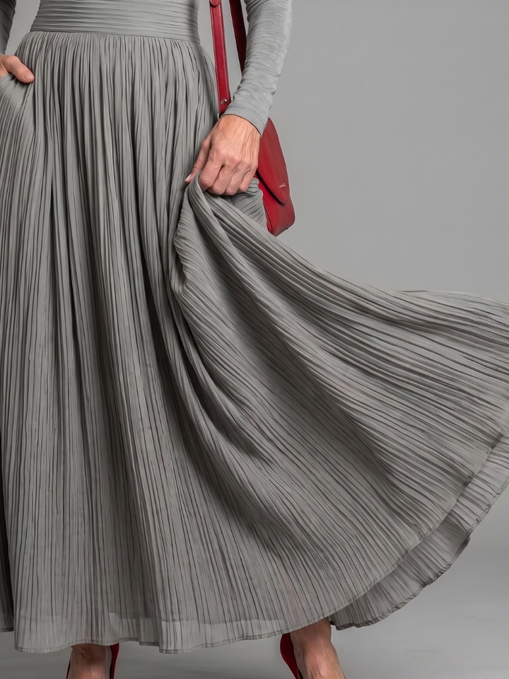Sadie | Long Sleeve Turtleneck Defined Waist Midi Dress