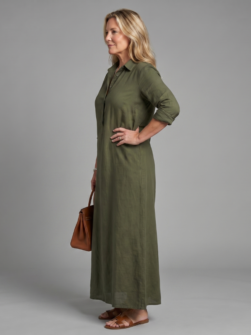 Hazel | Long Sleeve Relaxed Silhouette Maxi Dress
