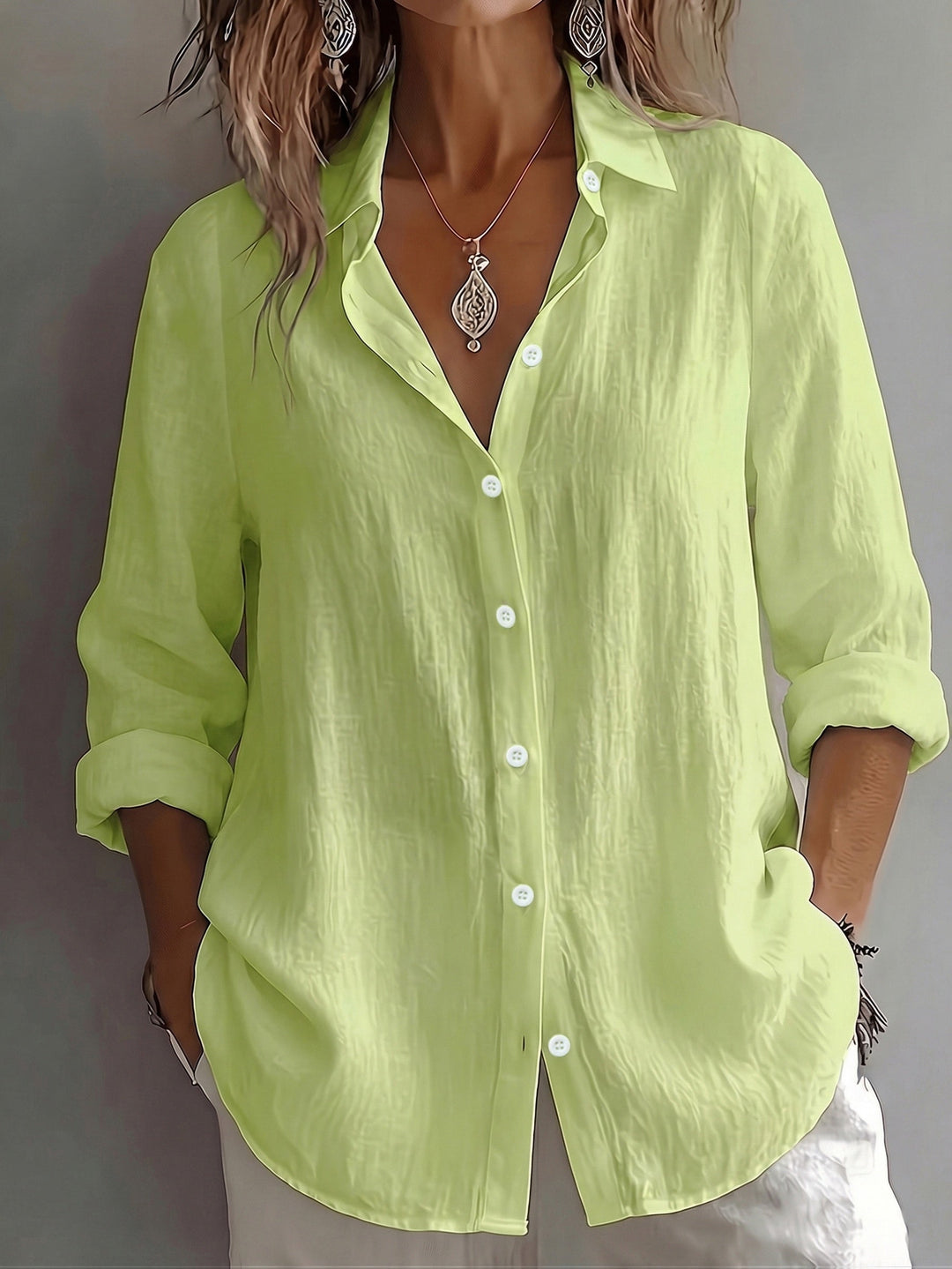 Aurelia – Effortless Linen Luxe Button-Down Blouse