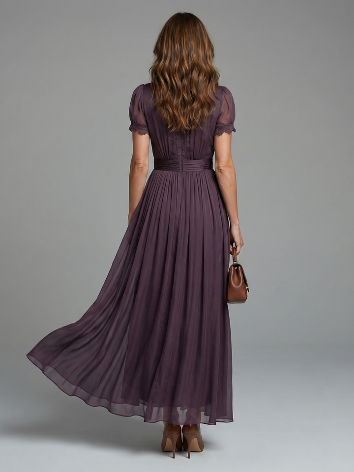 Avery | Gathered Waist Keyhole Maxi Dress