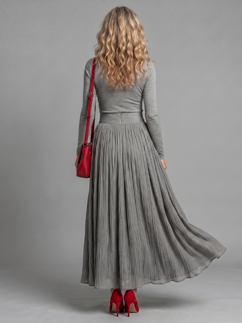Sadie | Long Sleeve Turtleneck Defined Waist Midi Dress