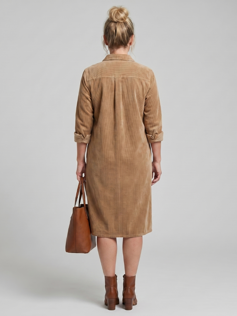 Juliet | Long Sleeve Patch Pockets Midi Dress