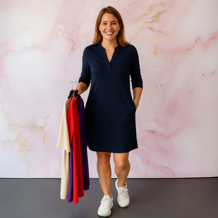 Noelle – Solid V-Neck Dress