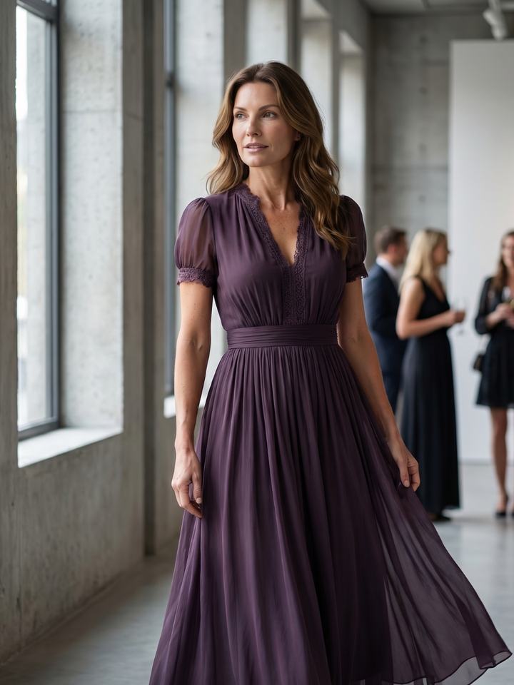 Avery | Gathered Waist Keyhole Maxi Dress
