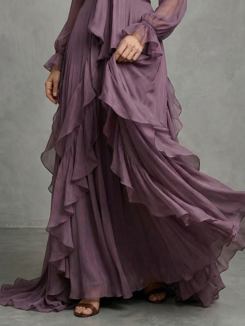 Allison | Tie Neck Ruffle Tiered Maxi Dress