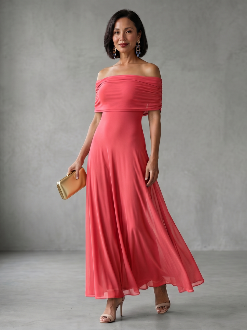 Addison | Off Shoulder Draped Midi Dress