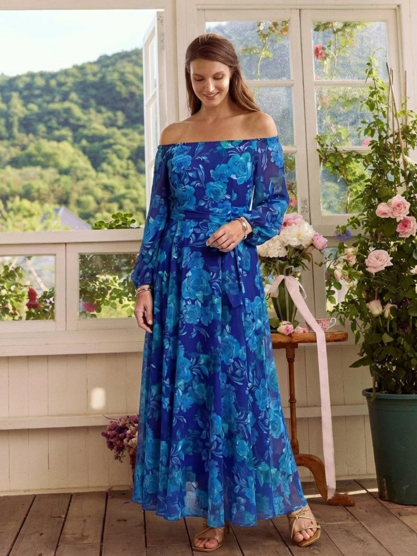 Emma | Off Shoulder Floral Maxi Dress