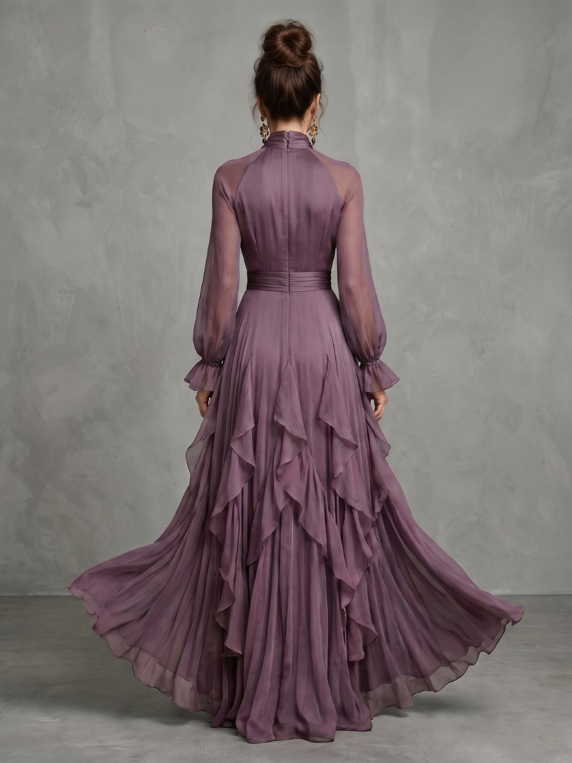 Allison | Tie Neck Ruffle Tiered Maxi Dress
