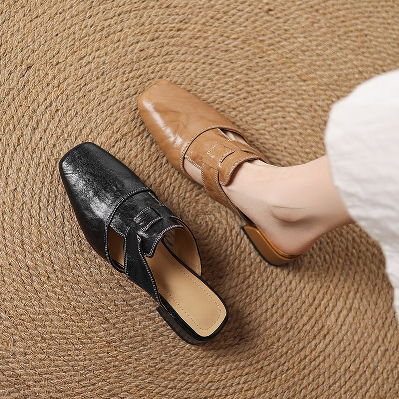 Andie Genuine Leather Mules - Alurea & Co.