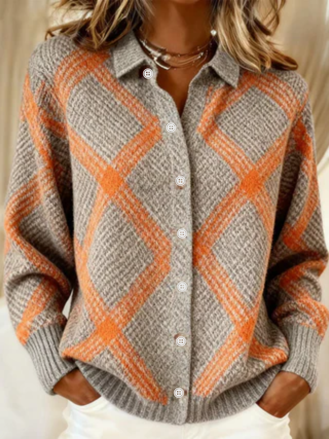 Christina™ – Checked Blouse Made from Warm, Soft Hoodie Material - Alurea & Co.