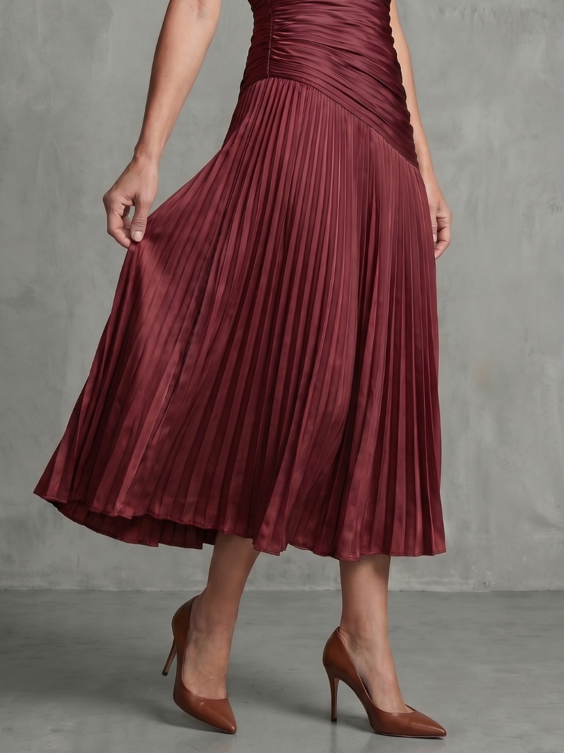Kaitlyn | Pleated Waistline Stripe Midi Dress