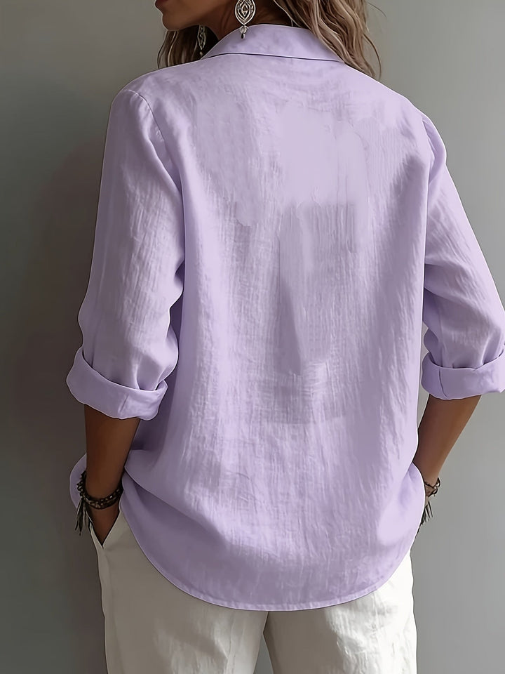 Aurelia – Effortless Linen Luxe Button-Down Blouse