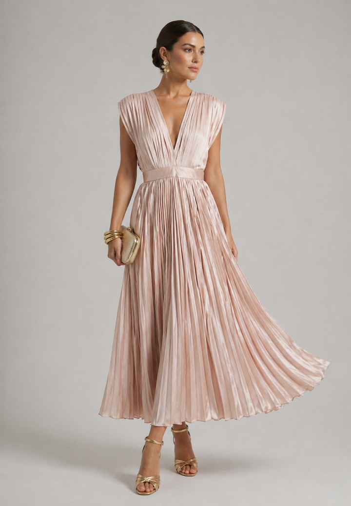 Genevieve | Timeless Pleated Midi Dress