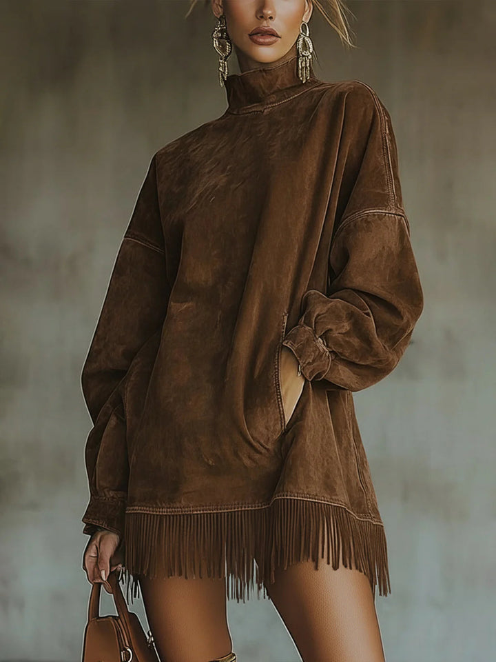 Sheri | Cozy Suede Fringe Dress - Alurea & Co.