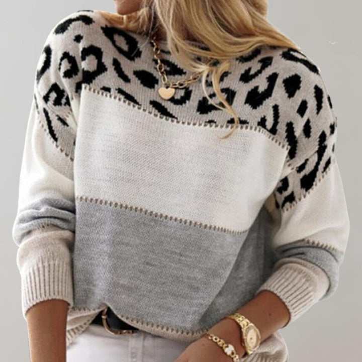Diane | Leopard Accent Knit Sweater - Alurea & Co.