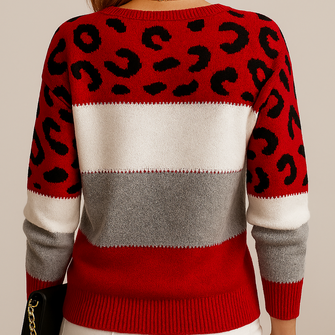 Selene – Leopard Accent Knit Sweater