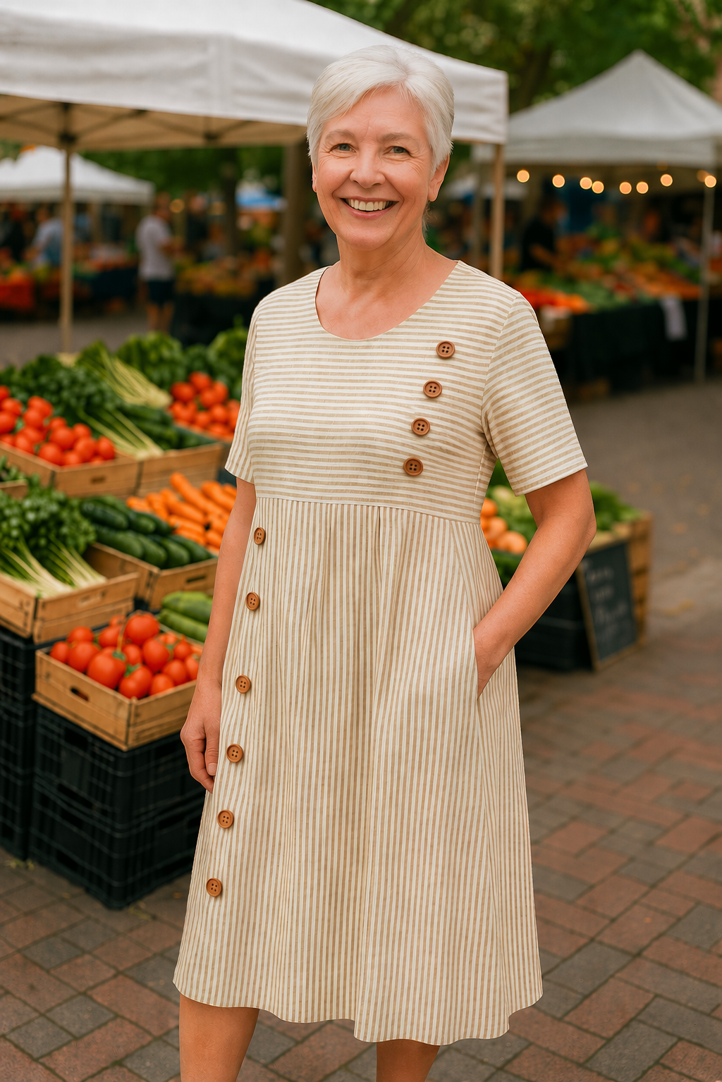 Brienne | Striped Midi Dress – Effortless Comfort