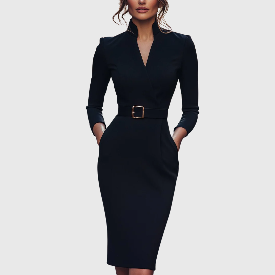 Eva | Graceful Waist Midi Dress - Alurea & Co.
