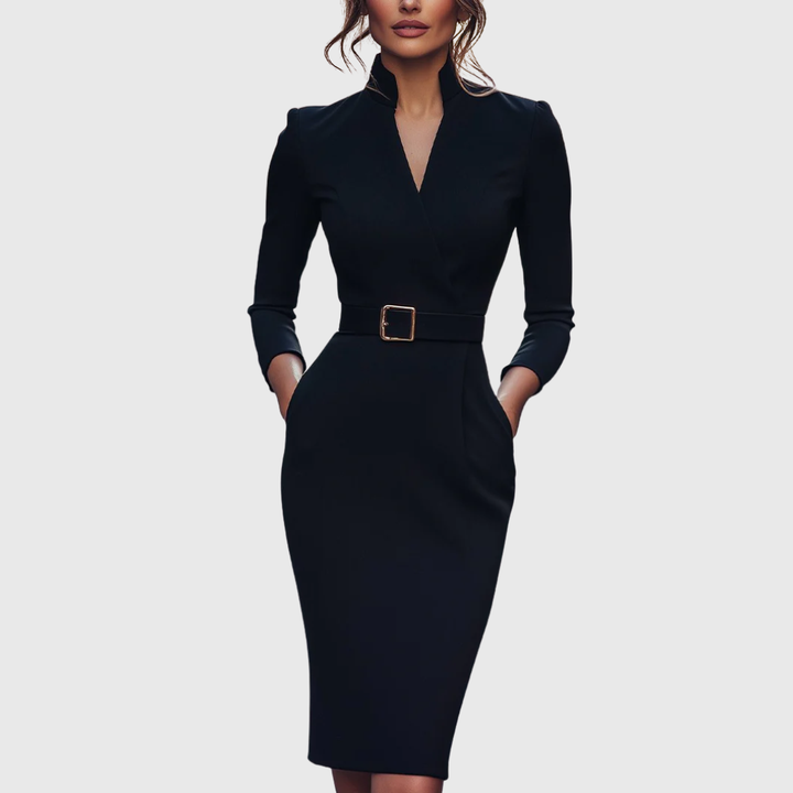 Eva | Graceful Waist Midi Dress - Alurea & Co.