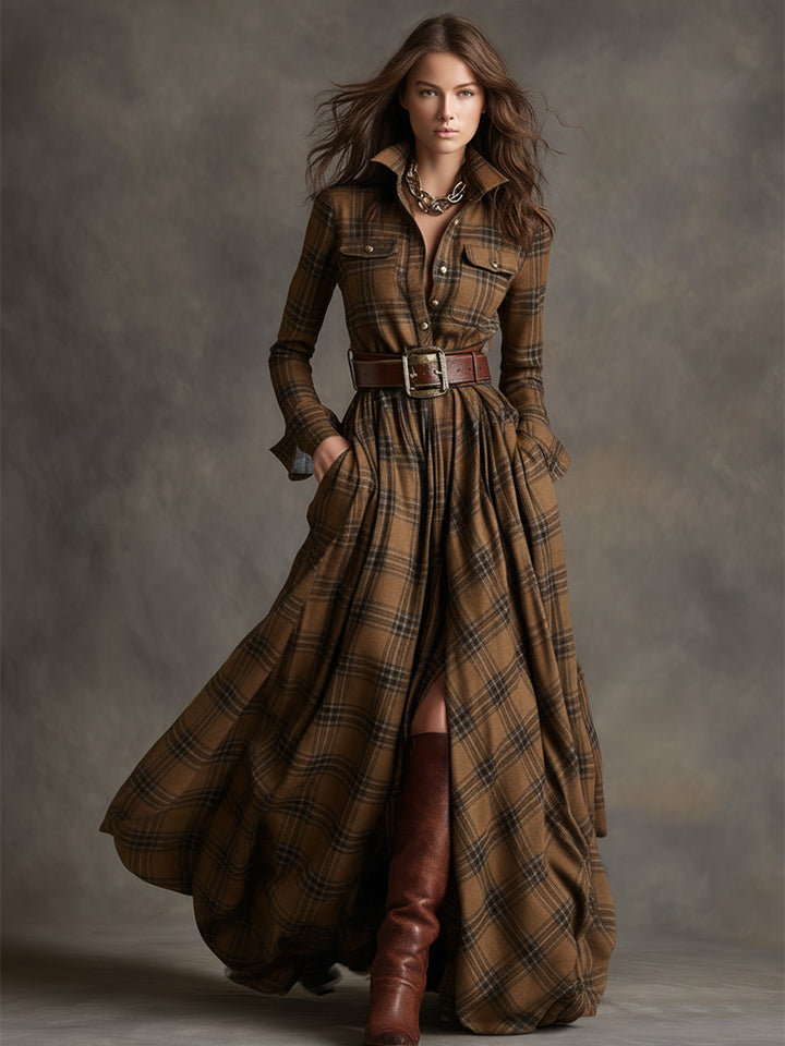 Giulietta - Maxi Check Shirt Dress with Belt