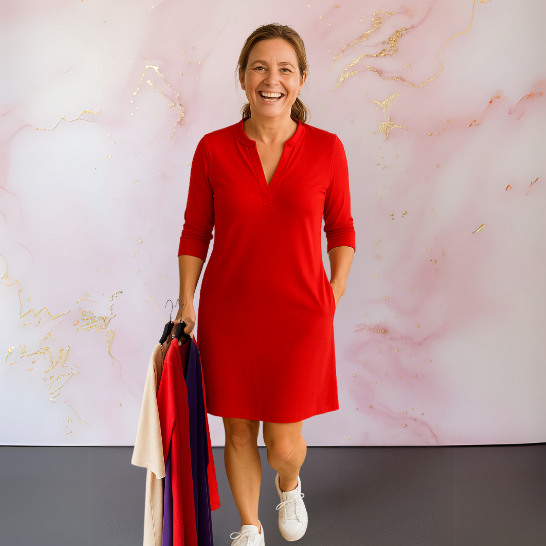 Noelle – Solid V-Neck Dress