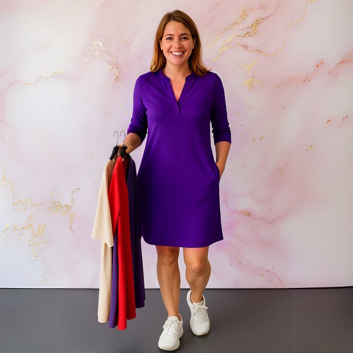 Noelle – Solid V-Neck Dress