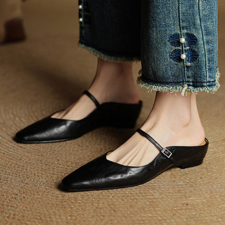 Thea Genuine Leather Mules - Alurea & Co.