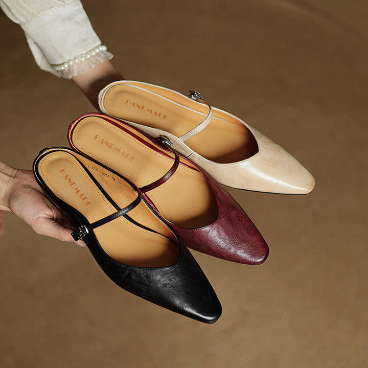 Thea Genuine Leather Mules - Alurea & Co.