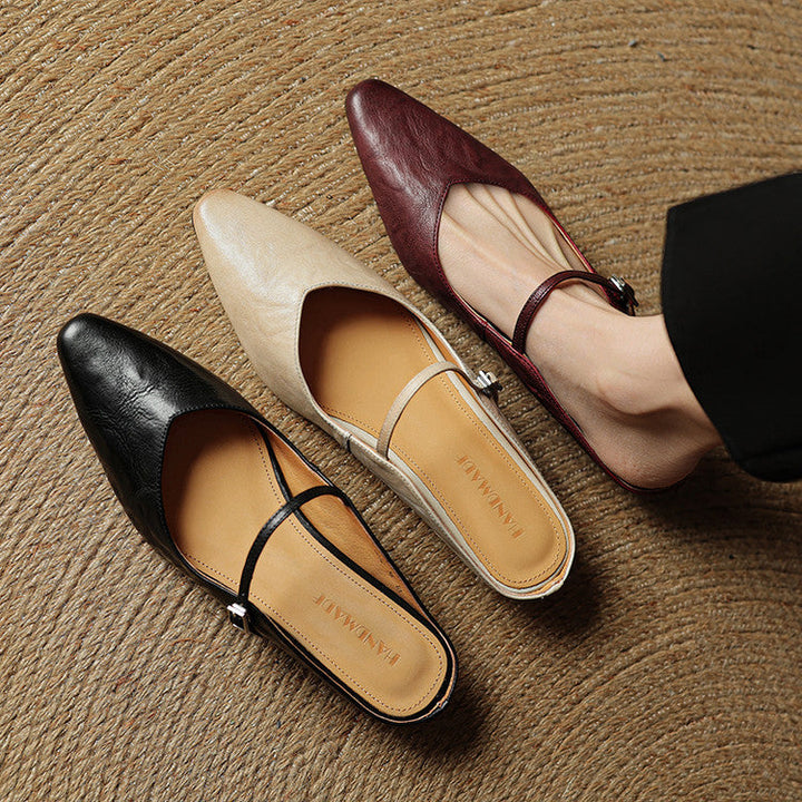Thea Genuine Leather Mules - Alurea & Co.